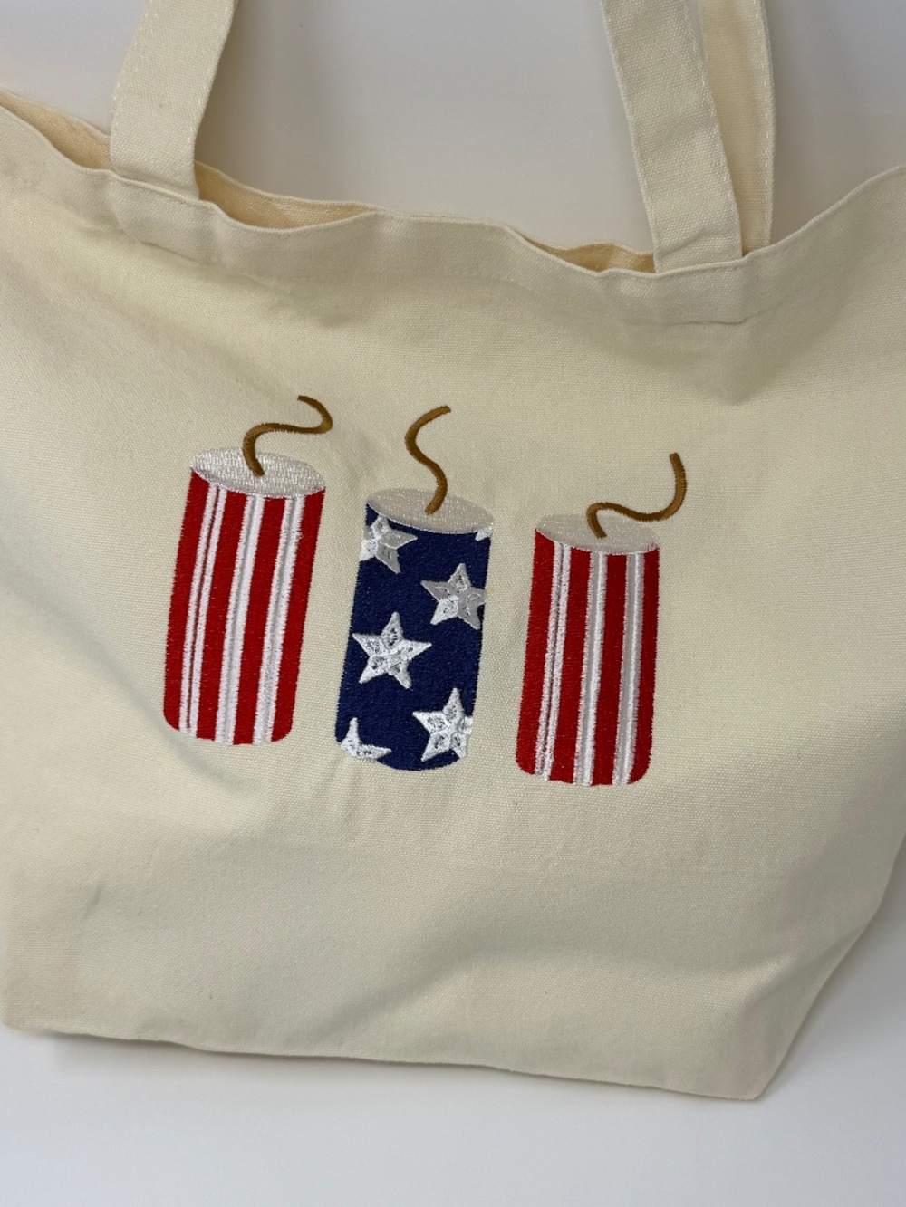Patriotic Americana Embroidered canvas tote bag